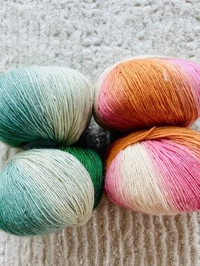 Lot Of 4 Knit Picks Chroma Yarn Fingering Wool Pink Green Beatrix & Best Friends
